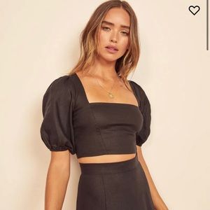 Reformation Yucca Linen Black Matching set